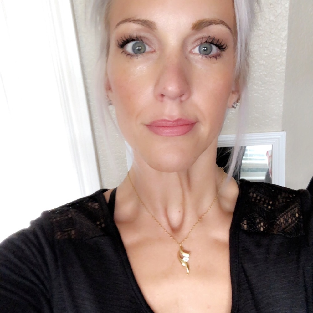 Gold Necklace with diamond (looking) pendant